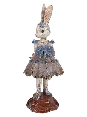 Clayre&Eef Decofiguur ''Konijntje'' wit/grijs/bruin - (B)15 x (H)35 x (D)14 cm