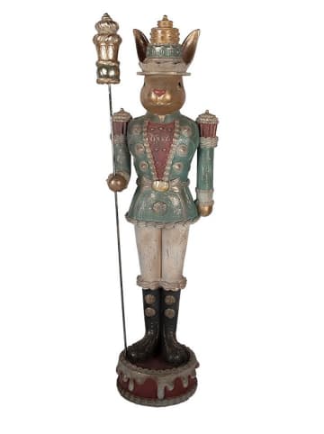 Clayre&Eef Decofiguur ''Konijntje'' goudkleurig/turquoise - (B)29 x (H)100 x (D)25 cm