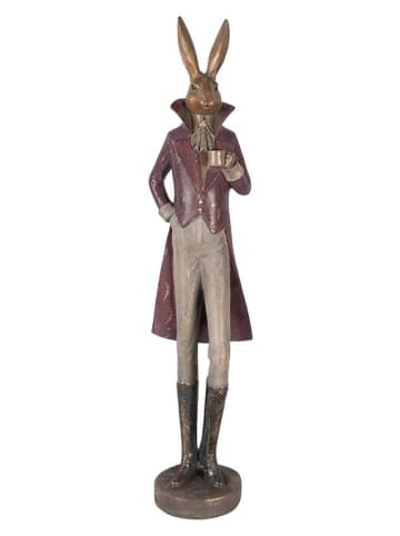 Clayre&Eef Decofiguur ''Konijntje'' goudkleurig/paars - (B)16 x (H)75 x (D)14 cm