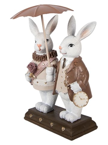 Clayre&Eef Decofiguur ''Konijntje'' wit/bruin/beige - (B)13 x (H)16 x (D)6 cm