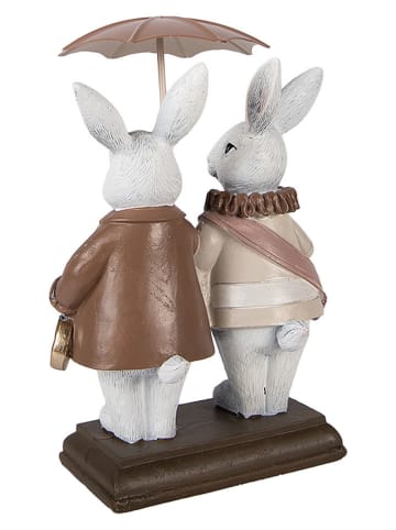 Clayre&Eef Dekofigur ''Kaninchen'' in Weiß/ Braun/ Beige - (B)13 x (H)16 x (T)6 cm