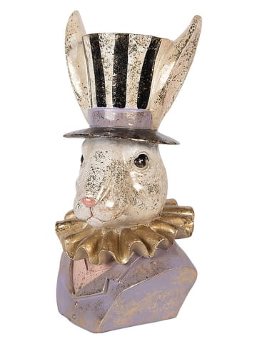Clayre&Eef Dekofigur ''Kaninchen'' in Creme/ Gold/ Grau - (B)14 x (H)27 x (T)12 cm