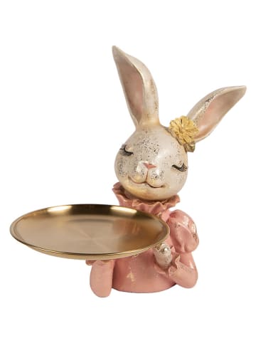 Clayre&Eef Decofiguur ''Konijntje'' goudkleurig/lichtroze - (B)27 x (H)30 x (D)24 cm
