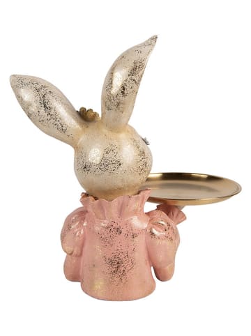 Clayre&Eef Decofiguur ''Konijntje'' goudkleurig/lichtroze - (B)27 x (H)30 x (D)24 cm