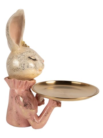 Clayre&Eef Dekofigur ''Kaninchen'' in Gold/ Rosa - (B)27 x (H)30 x (T)24 cm
