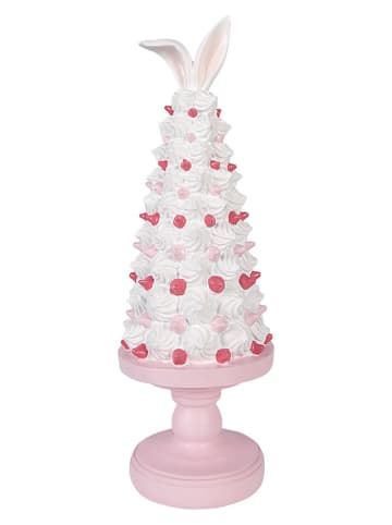 Clayre&Eef Decofiguur ''Taart'' lichtroze/wit - (H)39 x Ø 14 cm