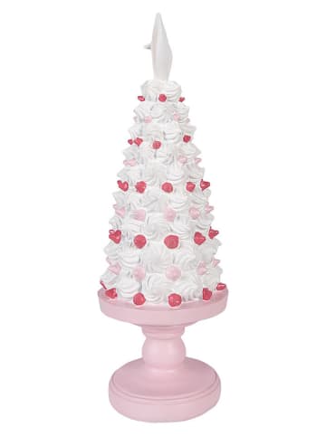 Clayre&Eef Decofiguur ''Taart'' lichtroze/wit - (H)39 x Ø 14 cm