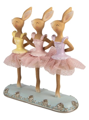 Clayre&Eef Dekofigur ''Kaninchen'' in Beige/ Rosa/ Türkis - (B)23 x (H)25 x (T)8 cm