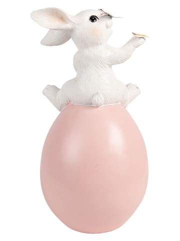 Clayre&Eef Figurka dekoracyjna "Bunny" w kolorze jasnoróżowo-białym - 16 x 29 x 15 cm