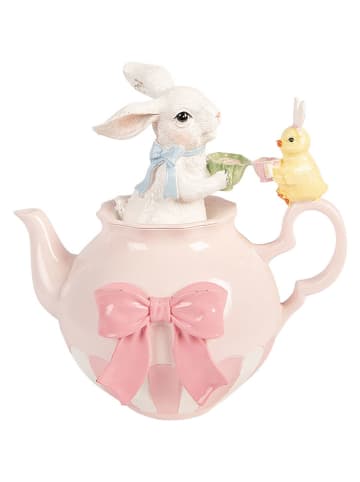 Clayre&Eef Dekofigur ''Kaninchen'' in Rosa/ Weiß - (B)20 x (H)20 x (T)14 cm