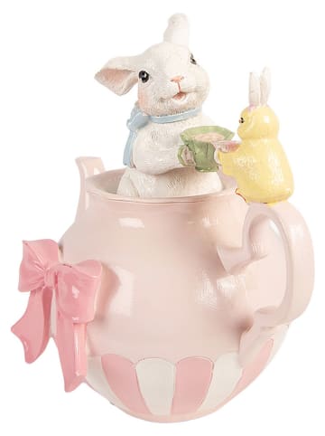 Clayre&Eef Decofiguur ''Konijntje'' lichtroze/wit - (B)20 x (H)20 x (D)14 cm
