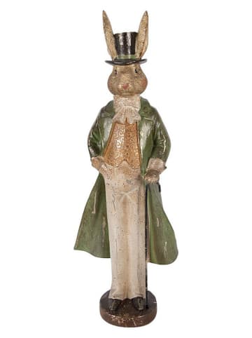 Clayre&Eef Dekofigur ''Kaninchen'' in Grün/ Gold - (B)14 x (H)48 x (T)11 cm