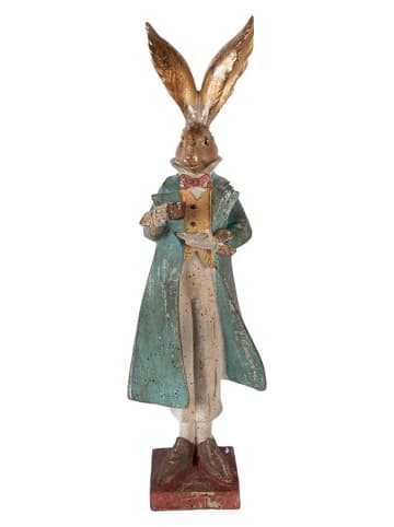 Clayre&Eef Dekofigur ''Kaninchen'' in Gold/ Türkis - (B)14 x (H)47 x (T)12 cm