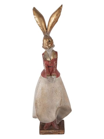 Clayre&Eef Decofiguur ''Konijntje'' rood/goudkleurig - (B)15 x (H)56 x (D)13 cm