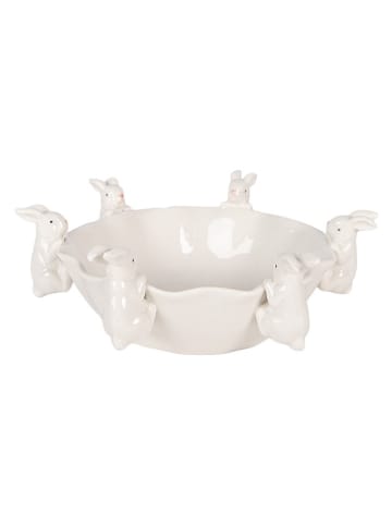 Clayre&Eef Miska dekoracyjna "Bunny" w kolorze białym - wys. 7 x Ø 21 cm