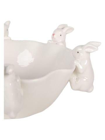 Clayre&Eef Miska dekoracyjna "Bunny" w kolorze białym - wys. 7 x Ø 21 cm