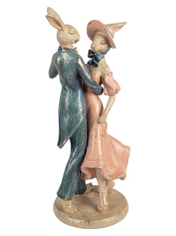 Clayre&Eef Dekofigur ''Kaninchen'' in Grün/ Rosa/ Beige - (B)20 x (H)47 x (T)18 cm
