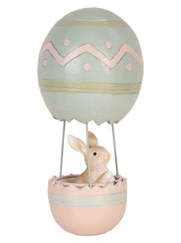 Clayre&Eef Decofiguur ''Konijntje'' lichtroze/groen - (H)25 x Ø 12 cm