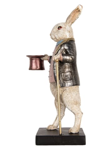 Clayre&Eef Decofiguur "Konijntje" wit/beige/zwart - (B)17 x (H)33 x (D)14 cm