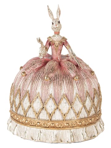 Clayre&Eef Decofiguur ''Konijntje'' lichtroze/wit - (H)28 x Ø 23 cm