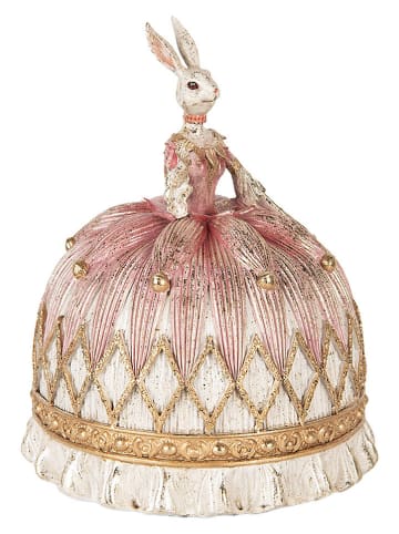 Clayre&Eef Decofiguur ''Konijntje'' lichtroze/wit - (H)28 x Ø 23 cm