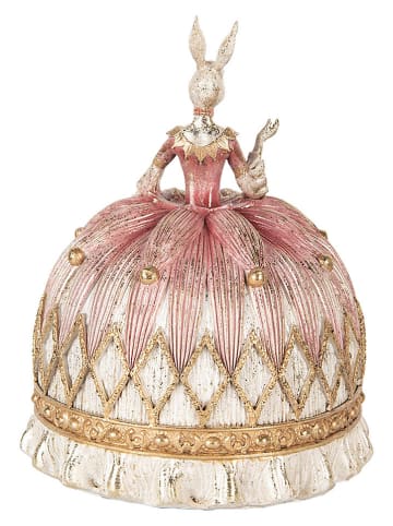 Clayre&Eef Figurka dekoracyjna "Bunny" w kolorze jasnoróżowo-białym - wys. 28 x Ø 23 cm