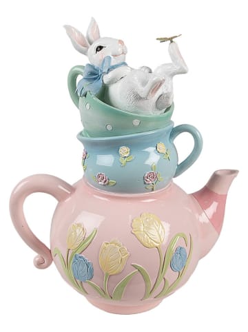 Clayre&Eef Decofiguur ''Konijntje'' lichtroze/lichtblauw/groen - (B)28 x (H)34 x (D)19 cm