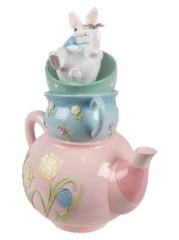 Clayre&Eef Decofiguur ''Konijntje'' lichtroze/lichtblauw/groen - (B)28 x (H)34 x (D)19 cm