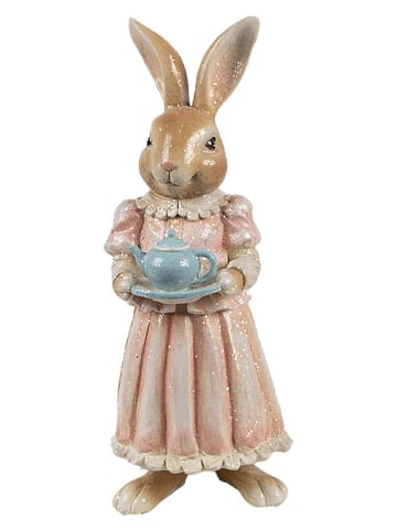 Clayre&Eef Decofiguur ''Konijntje'' lichtbruin/lichtroze - (B)11 x (H)26 x (D)11 cm