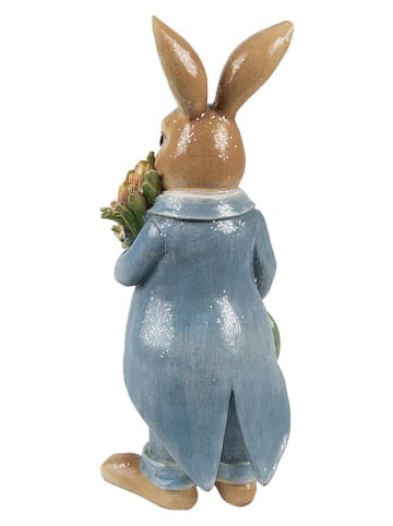 Clayre&Eef Dekofigur ''Kaninchen'' in Hellbraun/ Blau - (B)11 x (H)26 x (T)10 cm