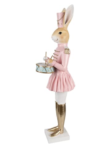 Clayre&Eef Figurka dekoracyjna "Bunny" w kolorze złoto-jasnoróżowym - 23 x 79 x 19 cm