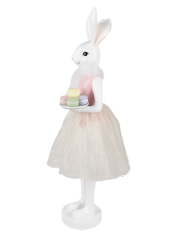 Clayre&Eef Decofiguur ''Konijntje'' wit/lichtroze - (B)20 x (H)76 x (D)17 cm