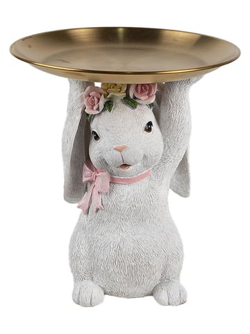 Clayre&Eef Decofiguur ''Konijntje'' wit/goudkleurig - (H)23 x Ø 21 cm