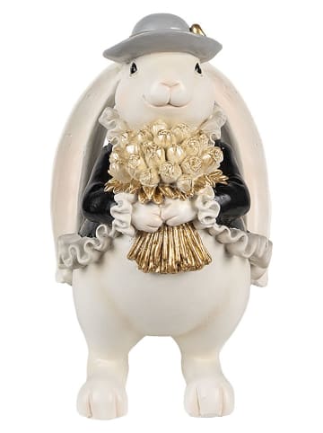 Clayre&Eef Dekofigur ''Kaninchen'' in Weiß/ Schwarz - (B)14 x (H)22 x (T)13 cm