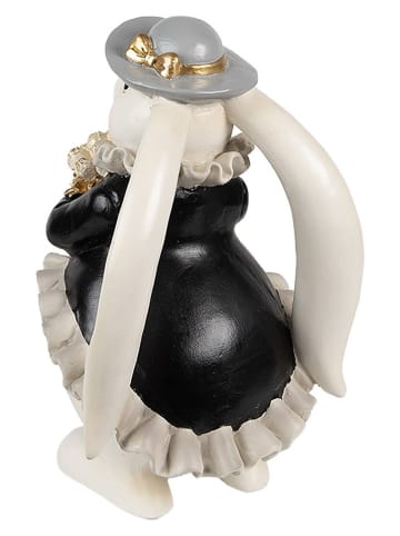 Clayre&Eef Dekofigur ''Kaninchen'' in Weiß/ Schwarz - (B)14 x (H)22 x (T)13 cm