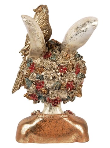 Clayre&Eef Deco-object "Bust konijntje" wit/goudkleurig - (B)22 x (H)34 x (D)22 cm