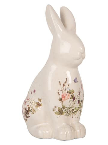 Clayre&Eef Decofiguur ''Konijntje'' crème/groen - (B)12 x (H)28 x (D)16 cm