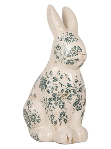 Clayre&Eef Decofiguur ''Konijntje'' crème/groen - (B)12 x (H)28 x (D)16 cm