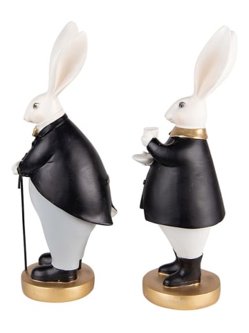 Clayre&Eef Figurki dekoracyjne (2 szt.) w kolorze czarno-szarym - 13 x 34 x 11 cm