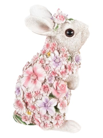 Clayre&Eef Decoratief figuur "Konijn" wit/lichtroze - (B)16 x (H)25 x (D)13 cm