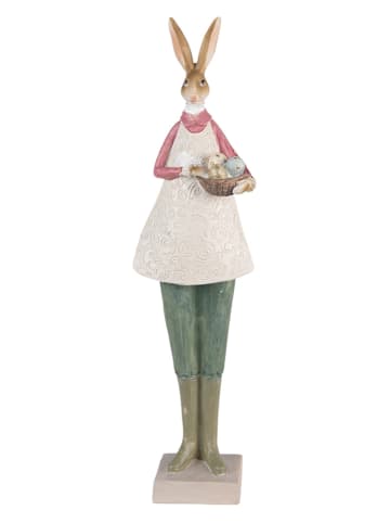 Clayre&Eef Decoratief figuur "Konijn" groen/wit/lichtroze - (B)9 x (H)36 x (D)7 cm