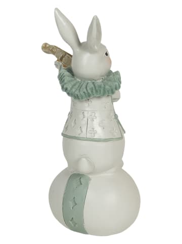 Clayre&Eef Decoratief figuur"Konijn" wit/groen - (B)8 x (H)17 x (D)7 cm
