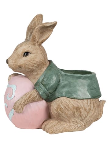Clayre&Eef Blumentopf "Kaninchen" in Hellbraun/Grün/ Rosa - (B)27 x (H)30 x (T)16 cm