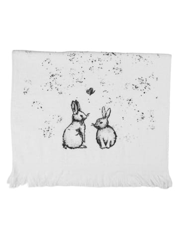 Clayre&Eef 2er-Set: Gästehandtücher in Weiß/ Schwarz - (L)66 x (B)40 cm