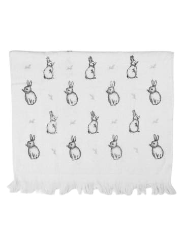 Clayre&Eef 2-delige set: gastendoeken wit/zwart - (L)66 x (B)40 cm