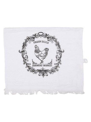 Clayre&Eef 2er-Set: Gästehandtücher in Weiß/ Schwarz - (L)66 x (B)40 cm