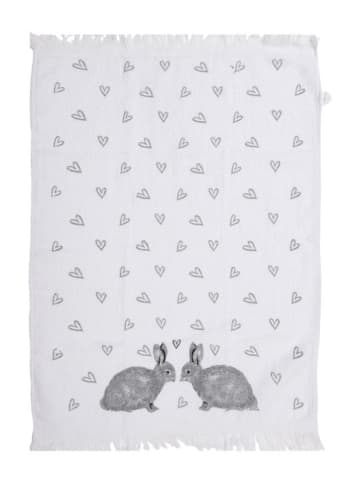 Clayre&Eef 3er-Set: Gästehandtuch in Weiß/ Grau - (L)66 x (B)40 cm