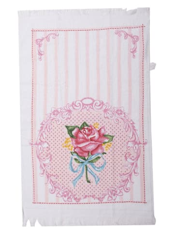 Clayre&Eef Ręczniki (2 szt.) w kolorze jasnoróżowo-białym - 66 x 40 cm