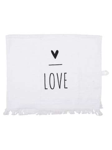 Clayre&Eef 2er-Set: Gästehandtücher in Weiß/ Schwarz - (L)66 x (B)40 cm