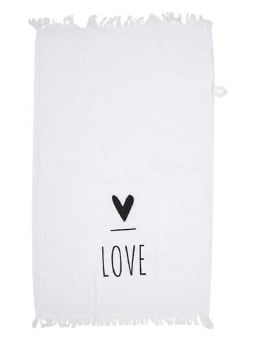 Clayre&Eef 2er-Set: Gästehandtücher in Weiß/ Schwarz - (L)66 x (B)40 cm